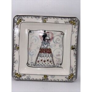 THE WEDDING-Made in Italy- 6 7/8" Square- Ceramic Cake Side Plate/Plate